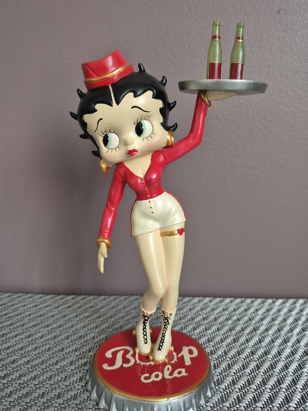 Betty Boop Red & Cream Server Figurine with Gold Accents